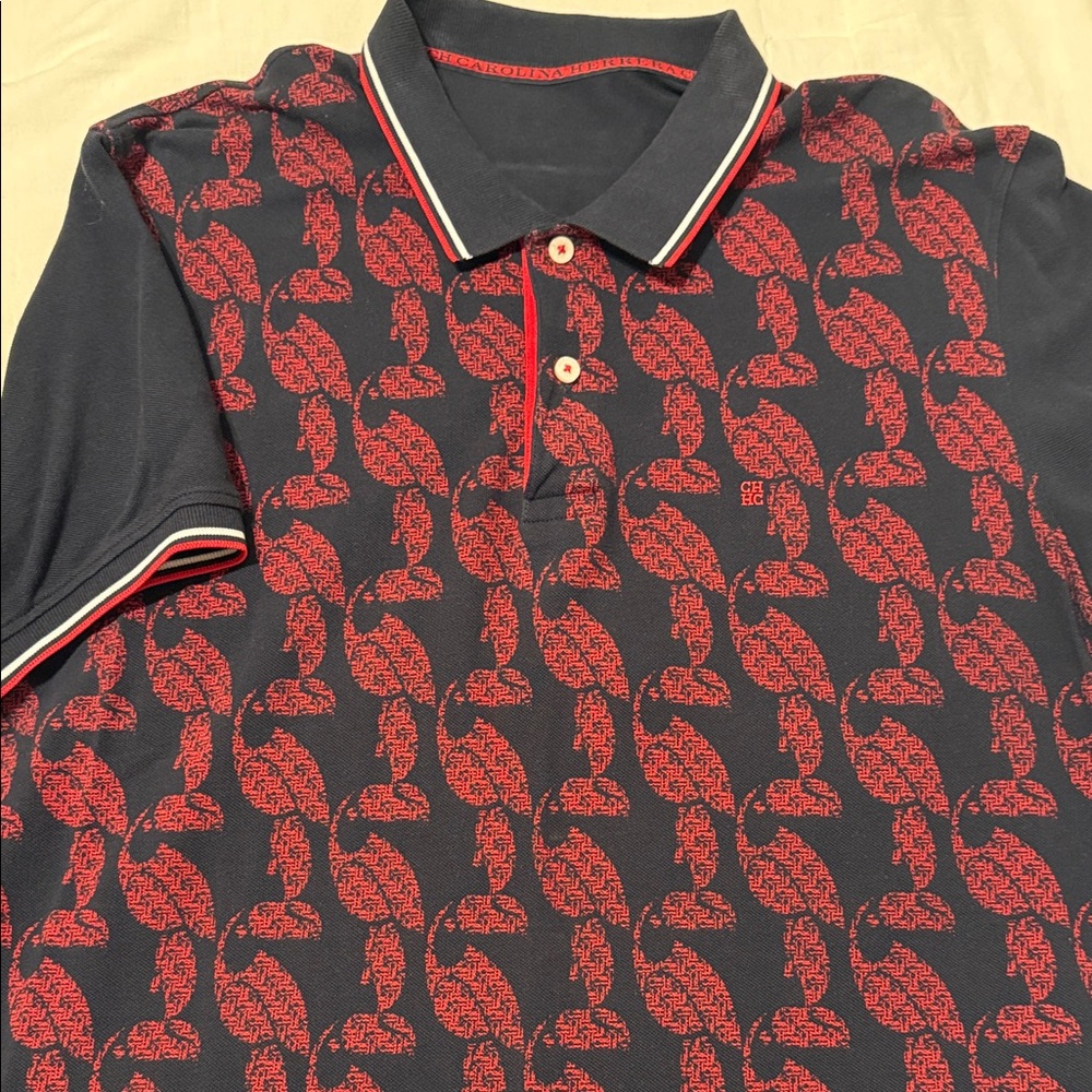 Carolina Herrera Navy and Red Polo Shirt